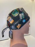Dig a Dinosaur Cotton Tie Back Scrub Cap/ Theatre Hat
