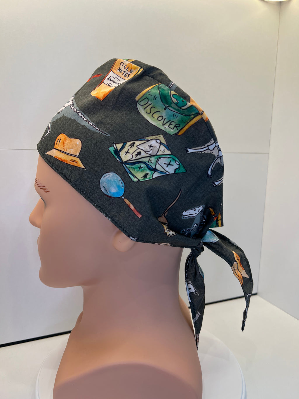 Dig a Dinosaur Cotton Tie Back Scrub Cap/ Theatre Hat