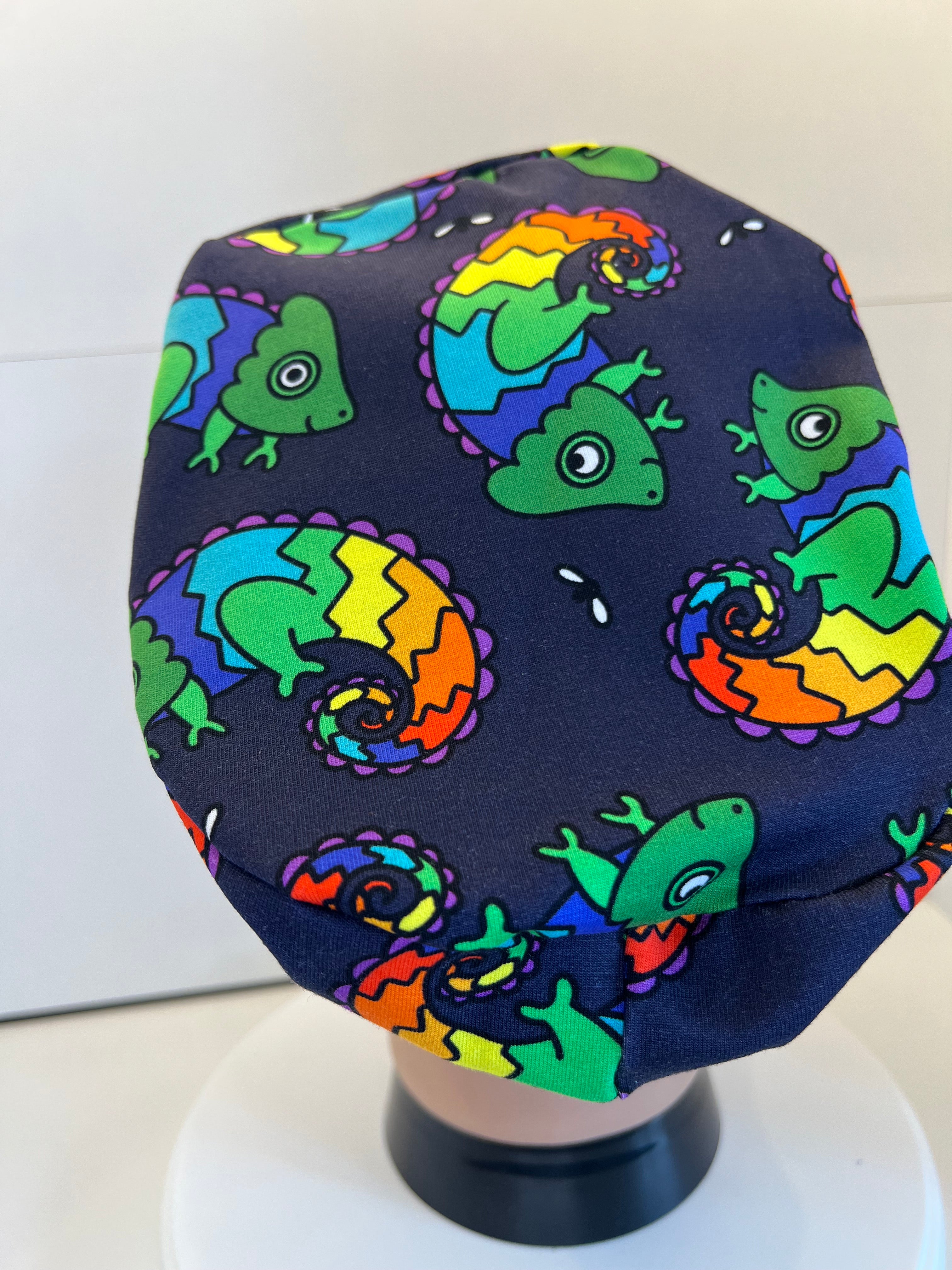 Colourful Chameleons Premium Jersey Fabric Handmade Scrub Cap/Theatre Hat