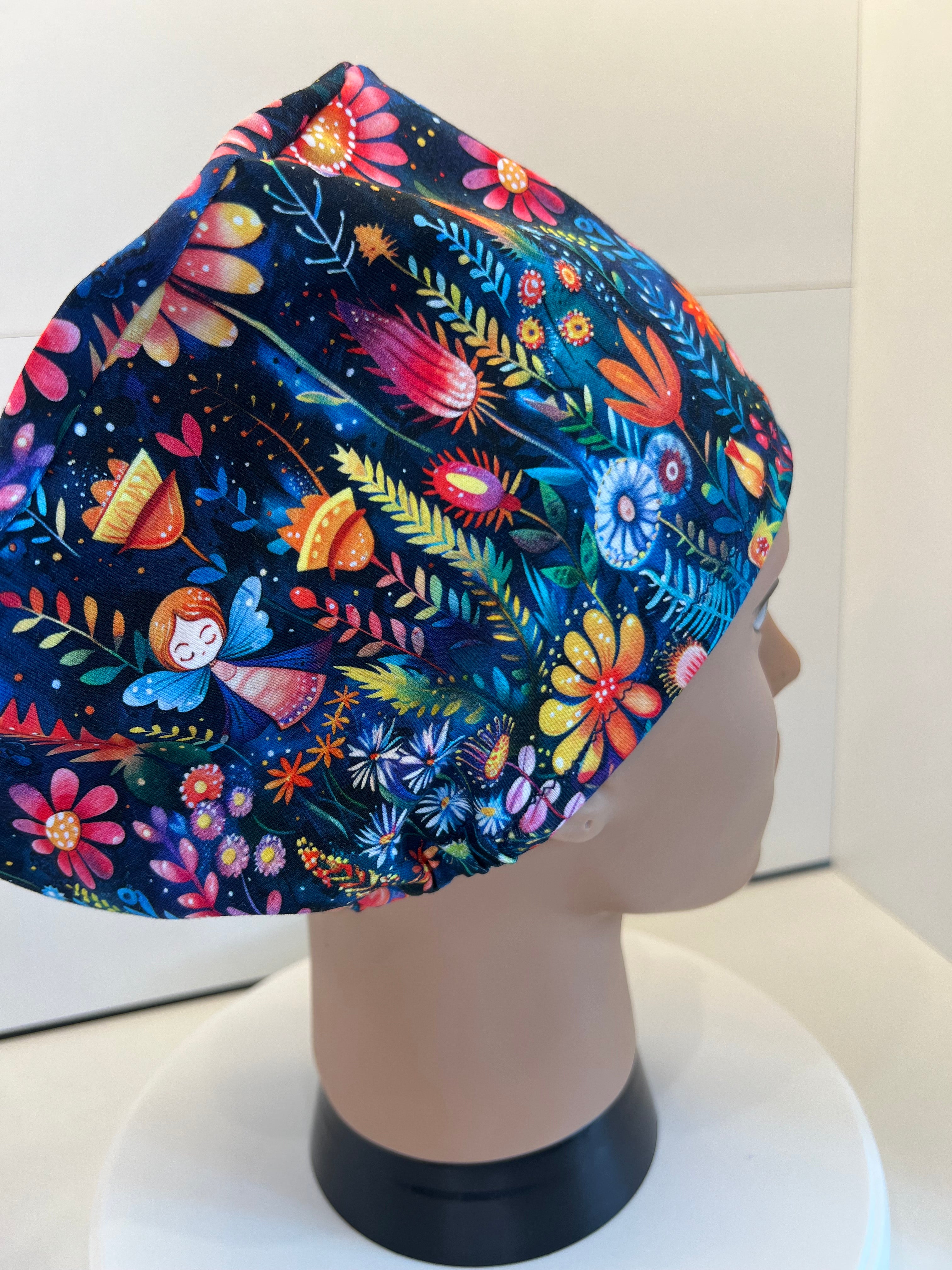 Midnight Fairy Garden Premium Jersey Fabric Handmade Scrub Cap/Theatre Hat
