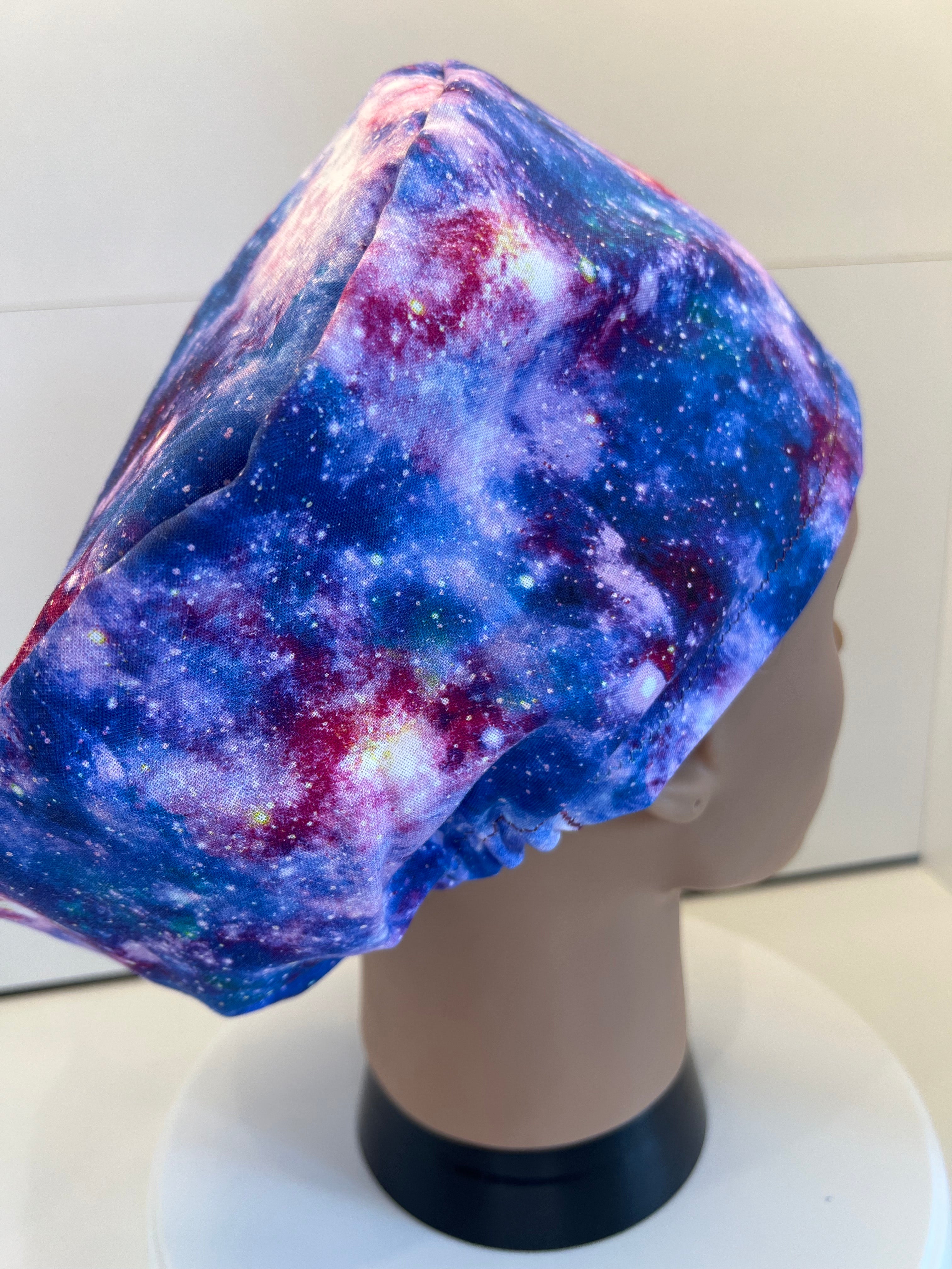 Purple Galaxy 100% Cotton Scrub Cap/Theatre Hat - Optional satin Lining
