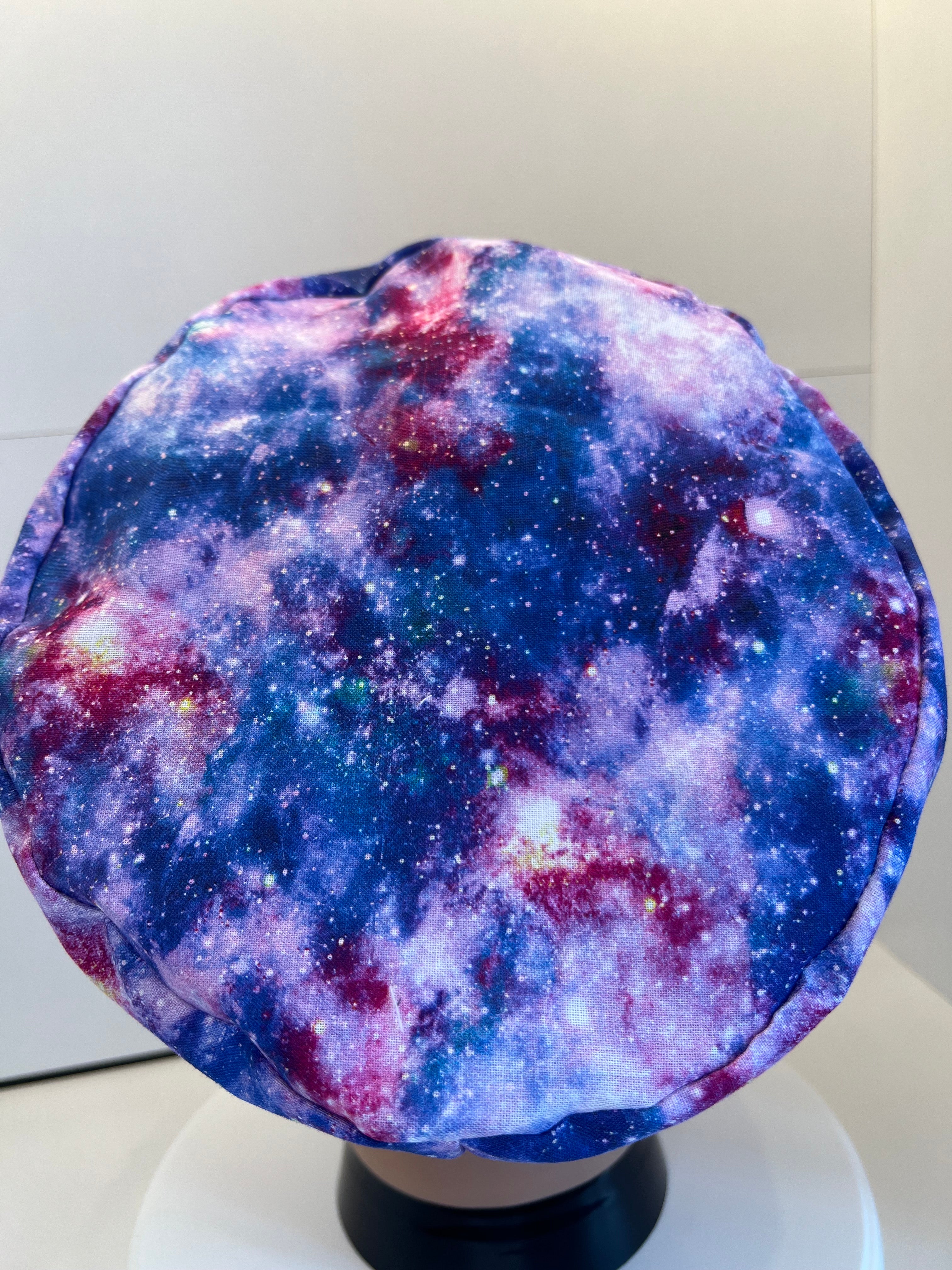 Purple Galaxy 100% Cotton Scrub Cap/Theatre Hat - Optional satin Lining