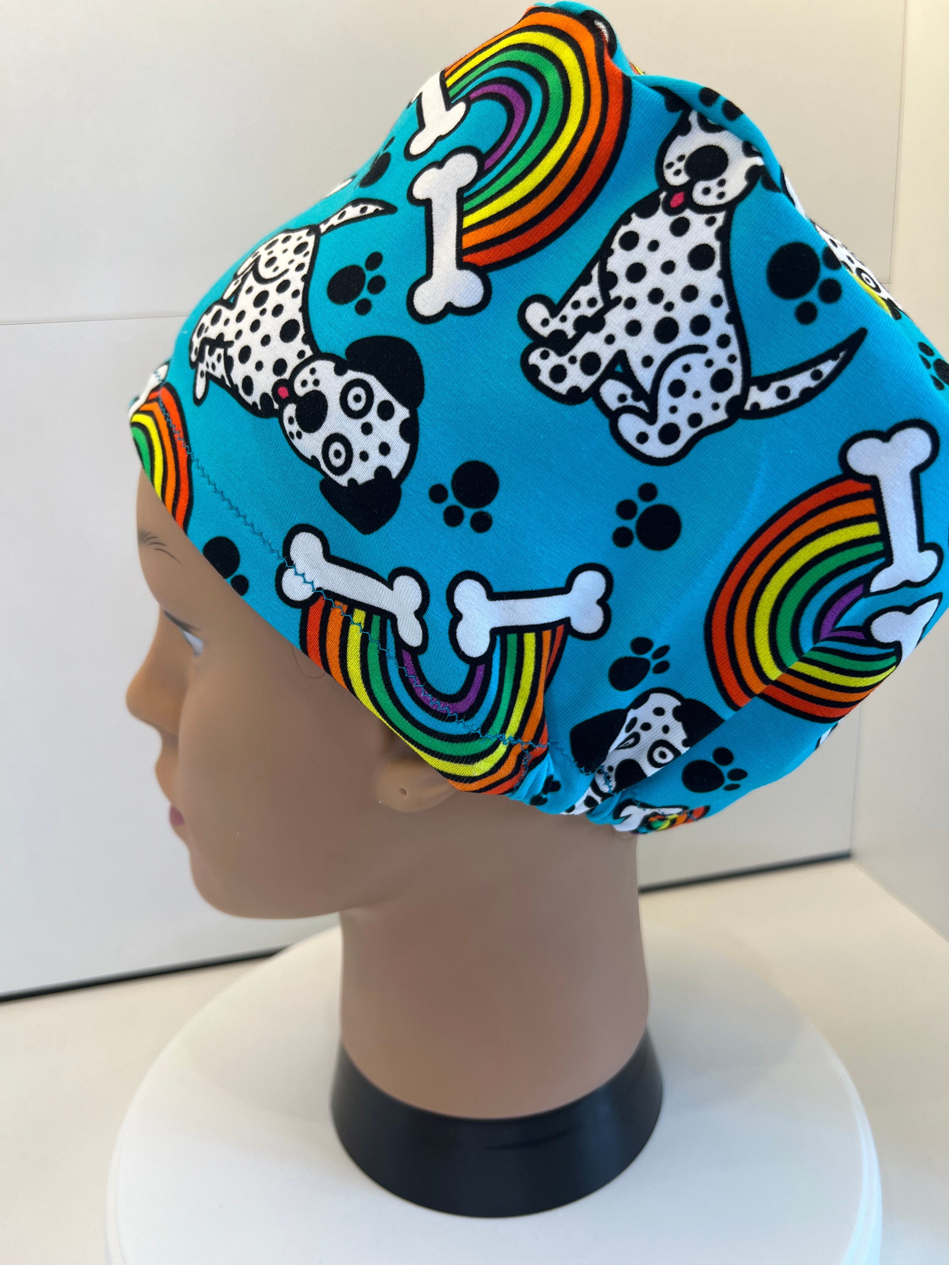 Spotty Dog Premium Cotton Jersey Fabric Handmade Scrub Cap/Theatre Hat