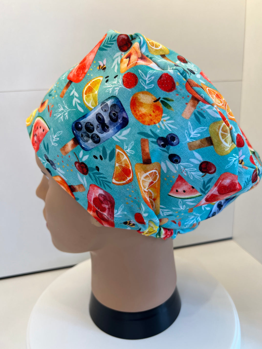 Fruity Ice Lollies Premium Jersey Fabric Handmade Scrub Cap/Theatre Hat