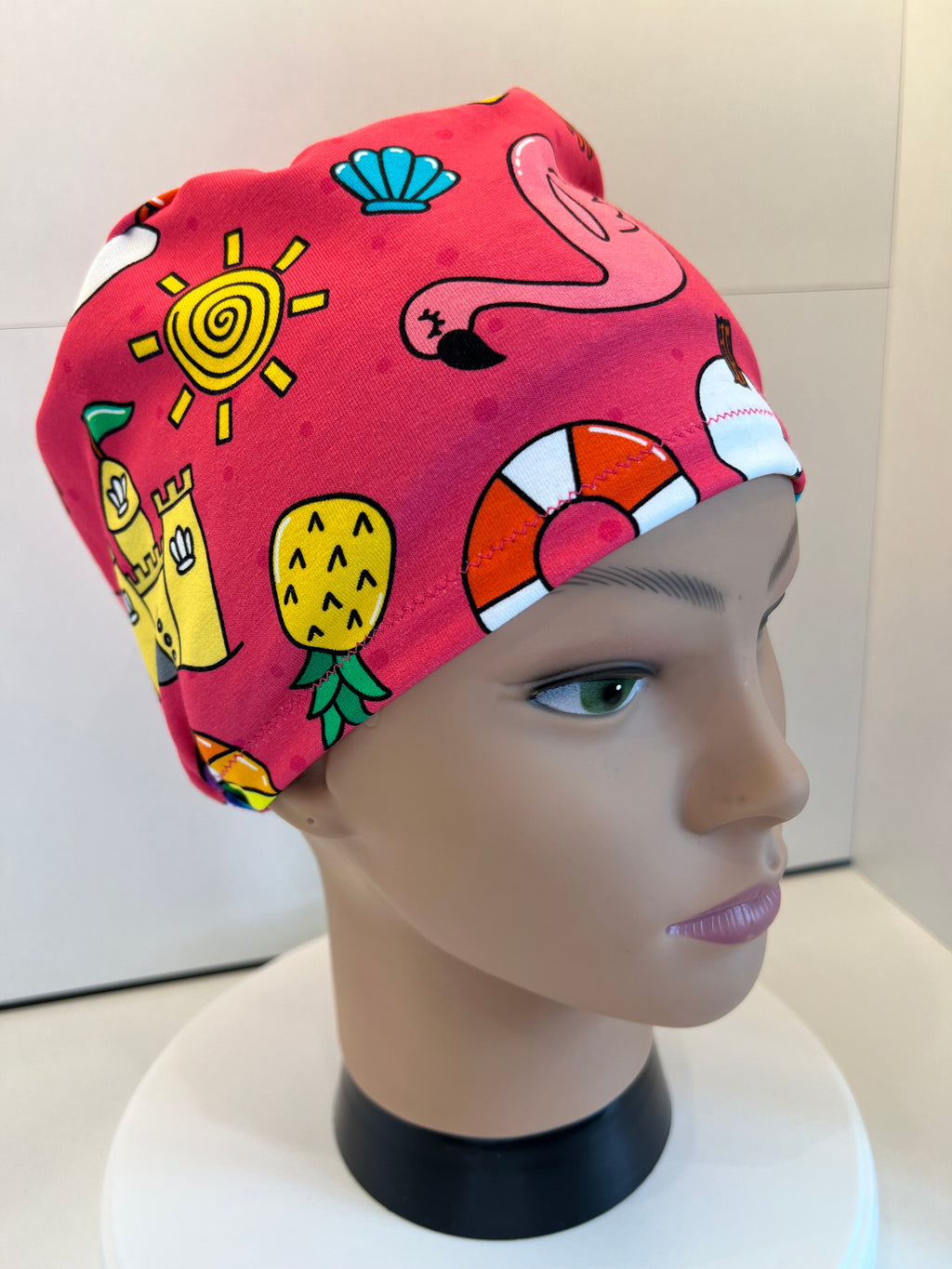 Pink Beach Premium Jersey Fabric Handmade Scrub Cap/Theatre Hat