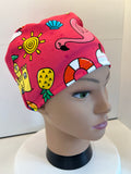 Pink Beach Premium Jersey Fabric Handmade Scrub Cap/Theatre Hat