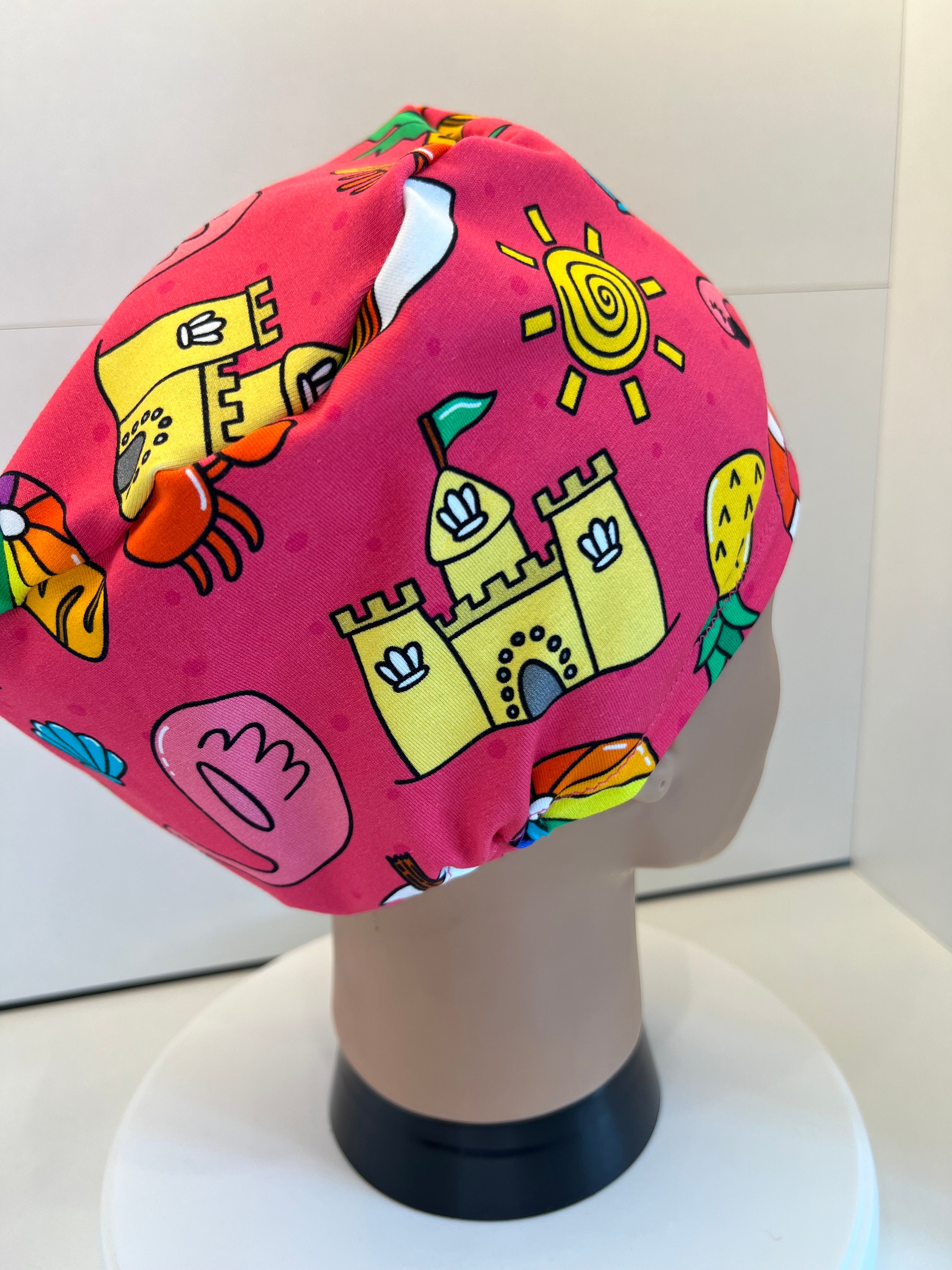 Pink Beach Premium Jersey Fabric Handmade Scrub Cap/Theatre Hat