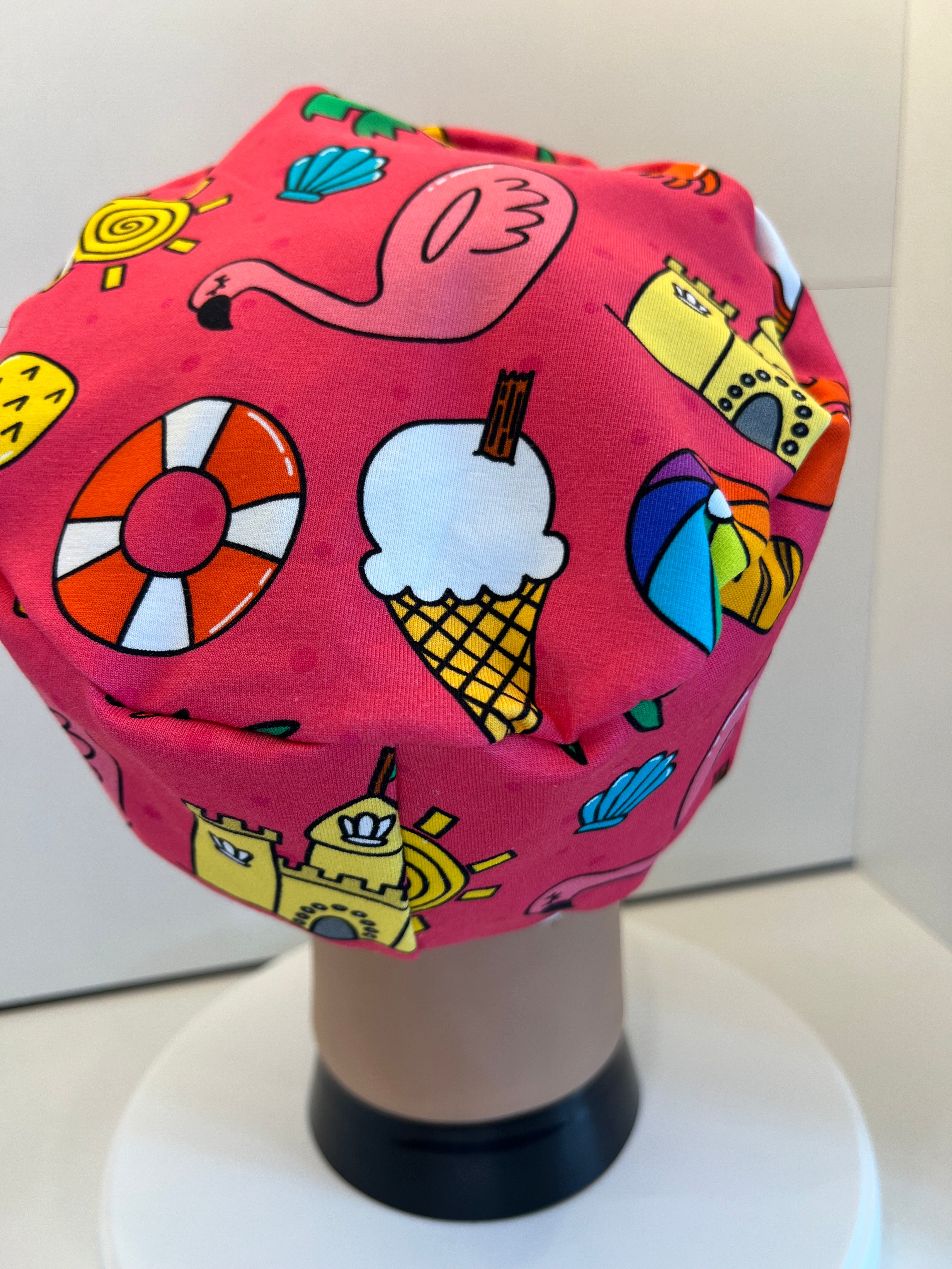 Pink Beach Premium Jersey Fabric Handmade Scrub Cap/Theatre Hat