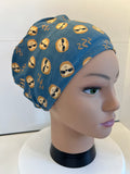 Sleepy Sloths Teal Soft Jersey Fabric theatre scrub cap / hat.  Ethically made. Standard and Large size