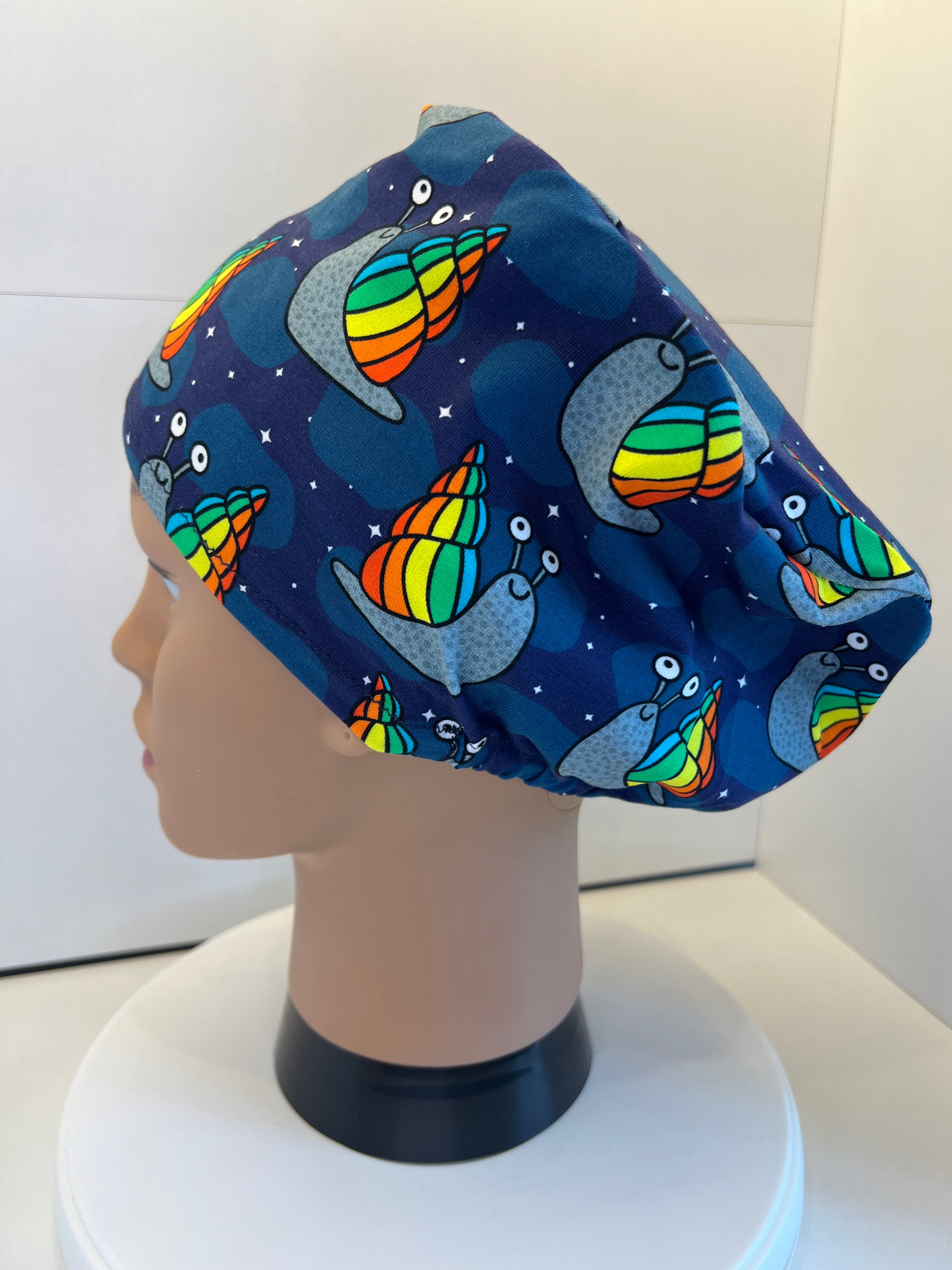 Starlit Snails Premium Cotton Jersey super soft theatre scrub hat/cap