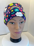 Navy Sunny Skies Soft Jersey Fabric theatre scrub cap / hat.  Ethically made. Standard and Large size