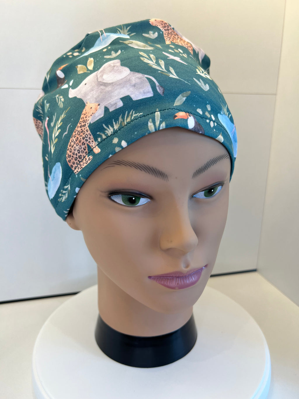 Teal Wild Safari Premium Jersey super soft and smooth cotton theatre scrub hat/cap.