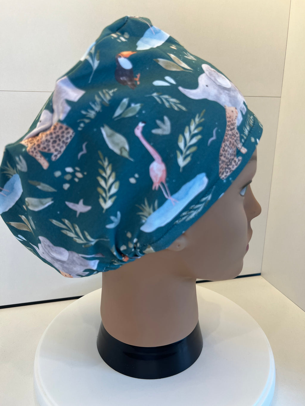 Teal Wild Safari Premium Jersey super soft and smooth cotton theatre scrub hat/cap.