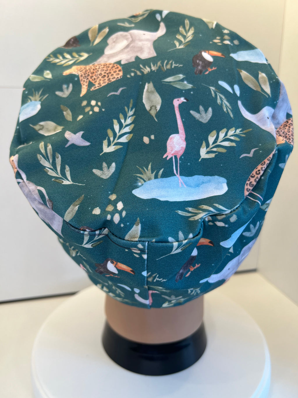 Teal Wild Safari Premium Jersey super soft and smooth cotton theatre scrub hat/cap.