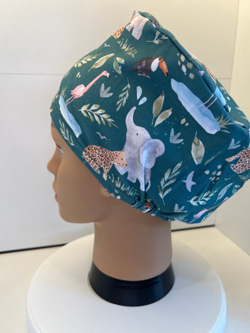 Teal Wild Safari Premium Jersey super soft and smooth cotton theatre scrub hat/cap.