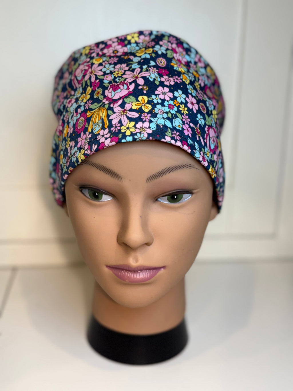 Wildflower Garden theatre scrub hat/cap - 100% cotton, Optional Satin lining