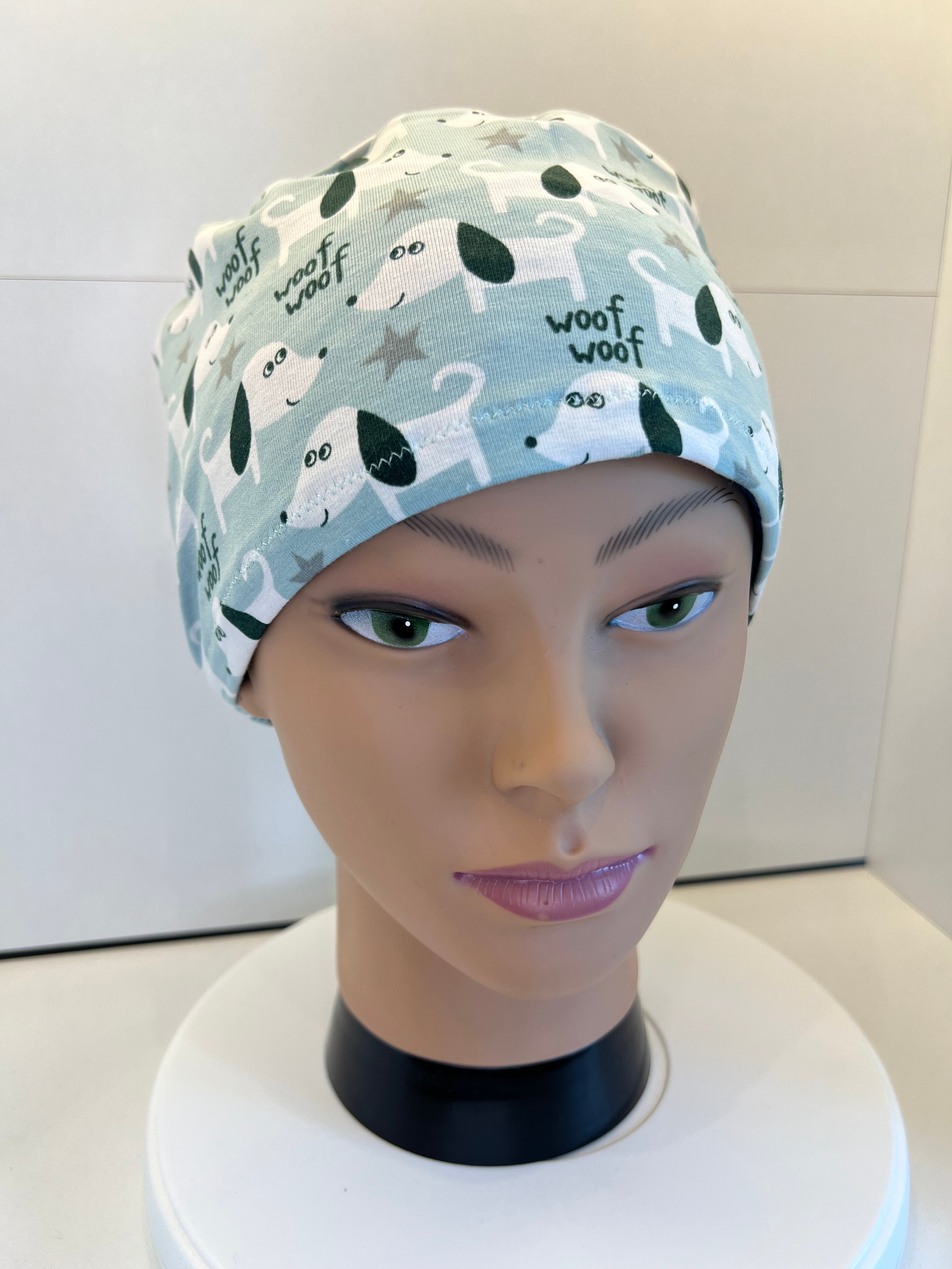 Woof Woof Pet Dog Premium Cotton Jersey Super Soft Surgical/Theatre Scrub Hat/Cap. UK Handmade