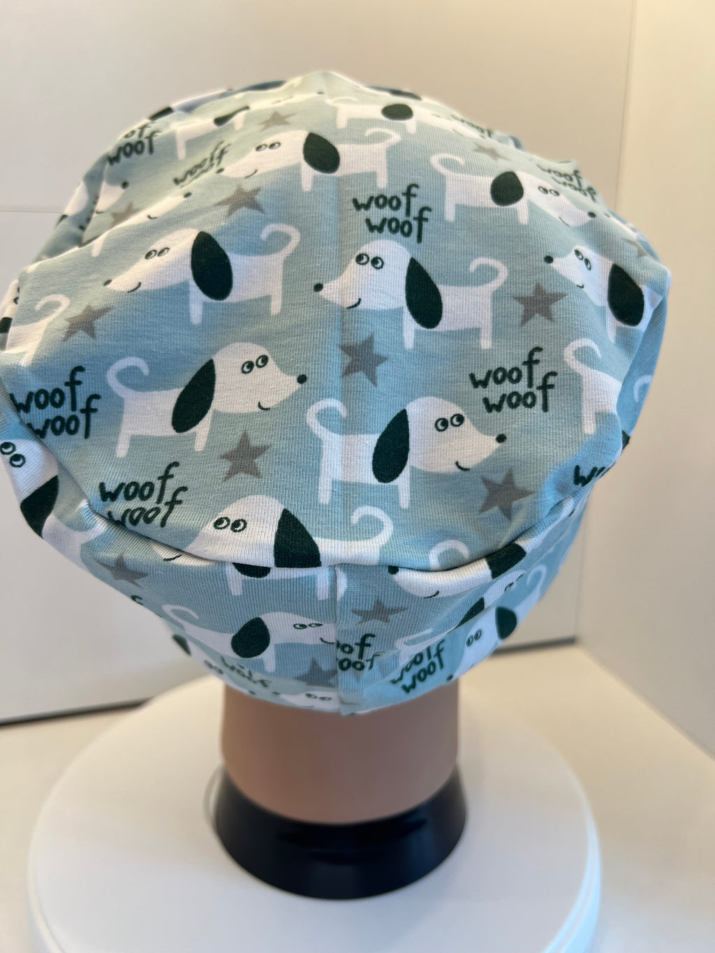 Woof Woof Pet Dog Premium Cotton Jersey Super Soft Surgical/Theatre Scrub Hat/Cap. UK Handmade