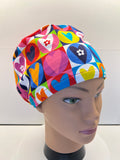 Patchwork Hearts 100% Premium Jersey Fabric Theatre Hat/Scrub Cap