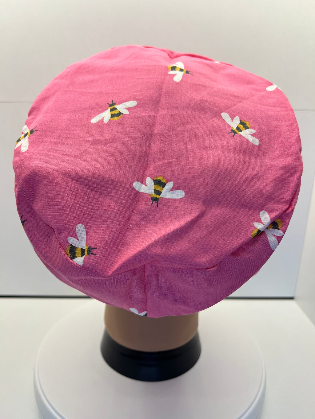 Pink Busy Bees 100% Cotton Optional Satin Lining Theatre Hat/Scrub Cap