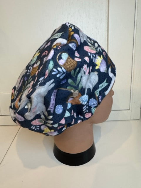 Navy Easter Egg Hunt Premium Cotton Jersey super soft theatre scrub hat/cap