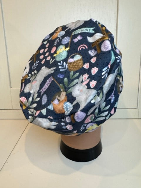 Navy Easter Egg Hunt Premium Cotton Jersey super soft theatre scrub hat/cap