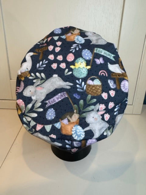 Navy Easter Egg Hunt Premium Cotton Jersey super soft theatre scrub hat/cap