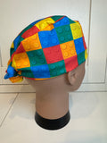 Bright Bricks 100% Cotton Tie-Back Surgical/Theatre Scrub Hat/Cap. UK Handmade