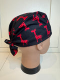 Midnight Giraffes 100% Cotton Tie-Back Surgical/Theatre Scrub Hat/Cap. UK Handmade
