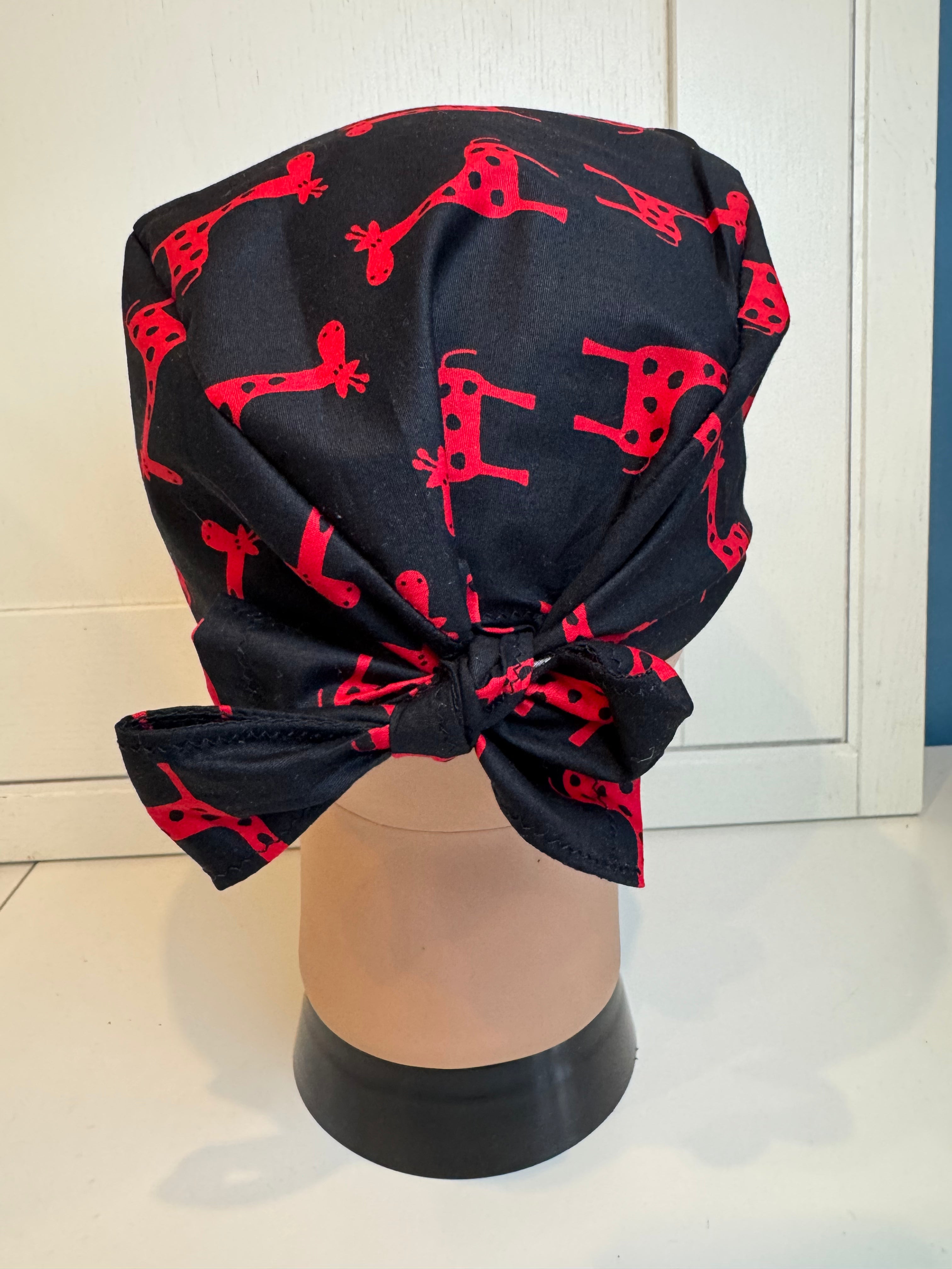 Midnight Giraffes 100% Cotton Tie-Back Surgical/Theatre Scrub Hat/Cap. UK Handmade