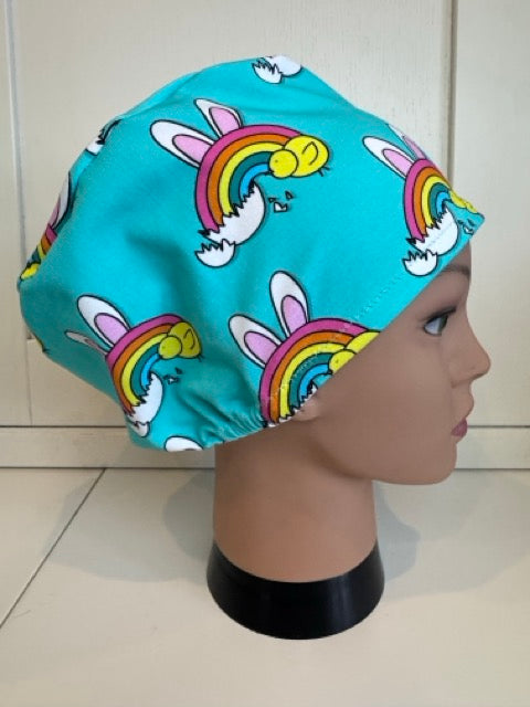 Easter Rainbows Premium Cotton Jersey super soft theatre scrub hat/cap