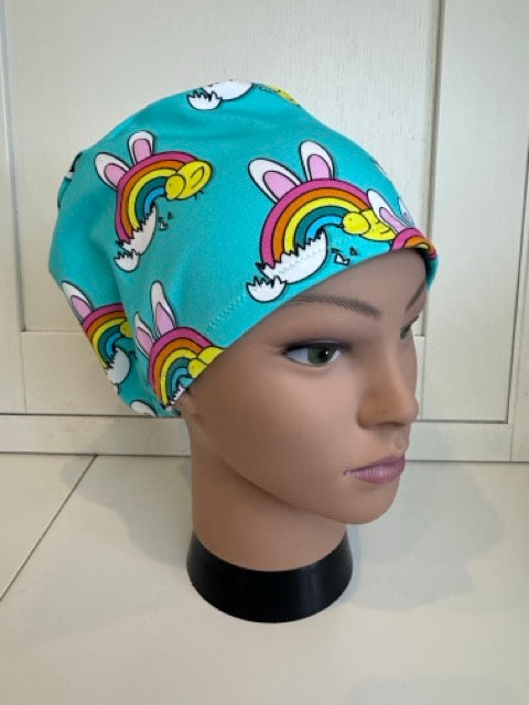 Easter Rainbows Premium Cotton Jersey super soft theatre scrub hat/cap