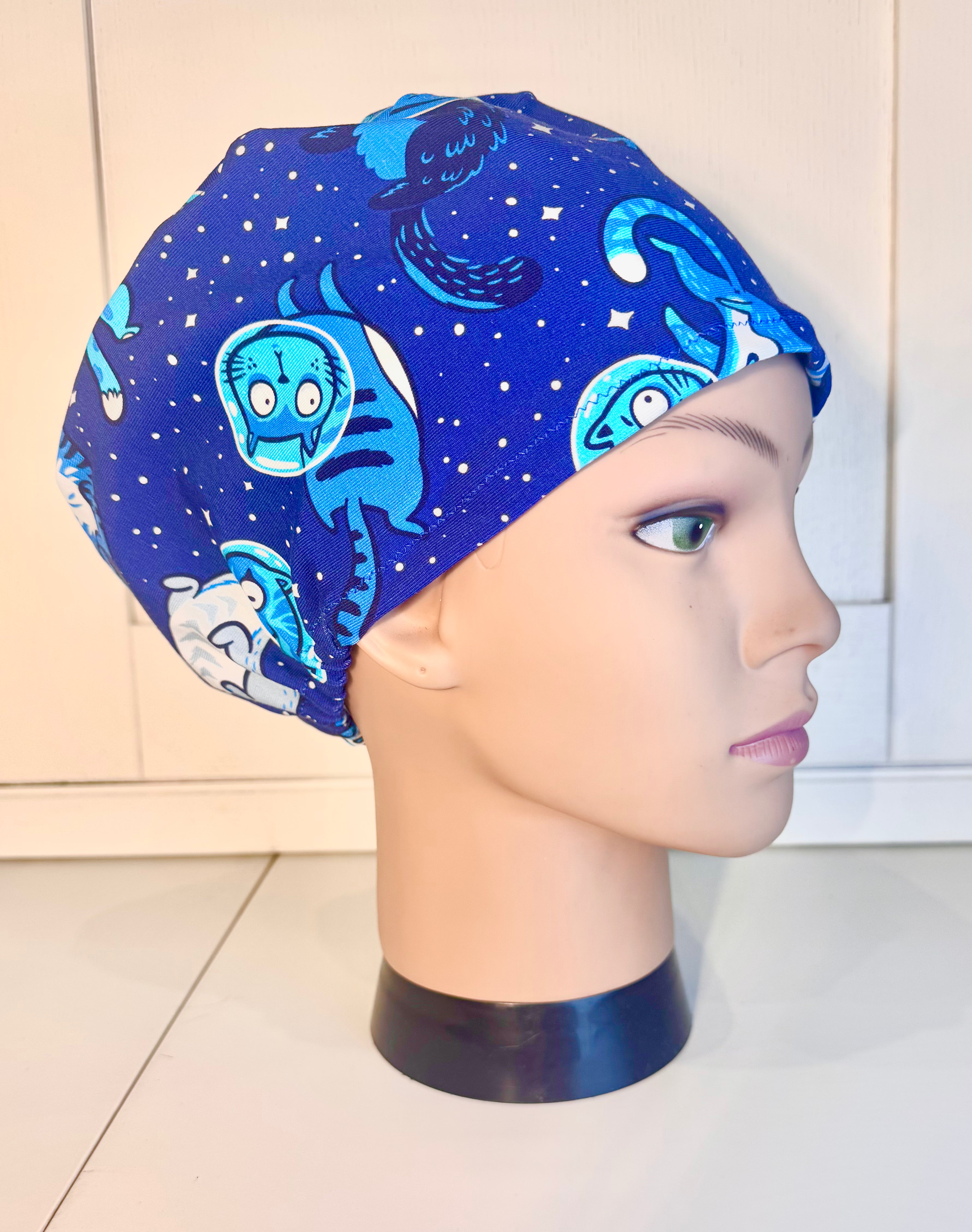 Cats in Space Premium Cotton Jersey super soft theatre scrub hat/cap