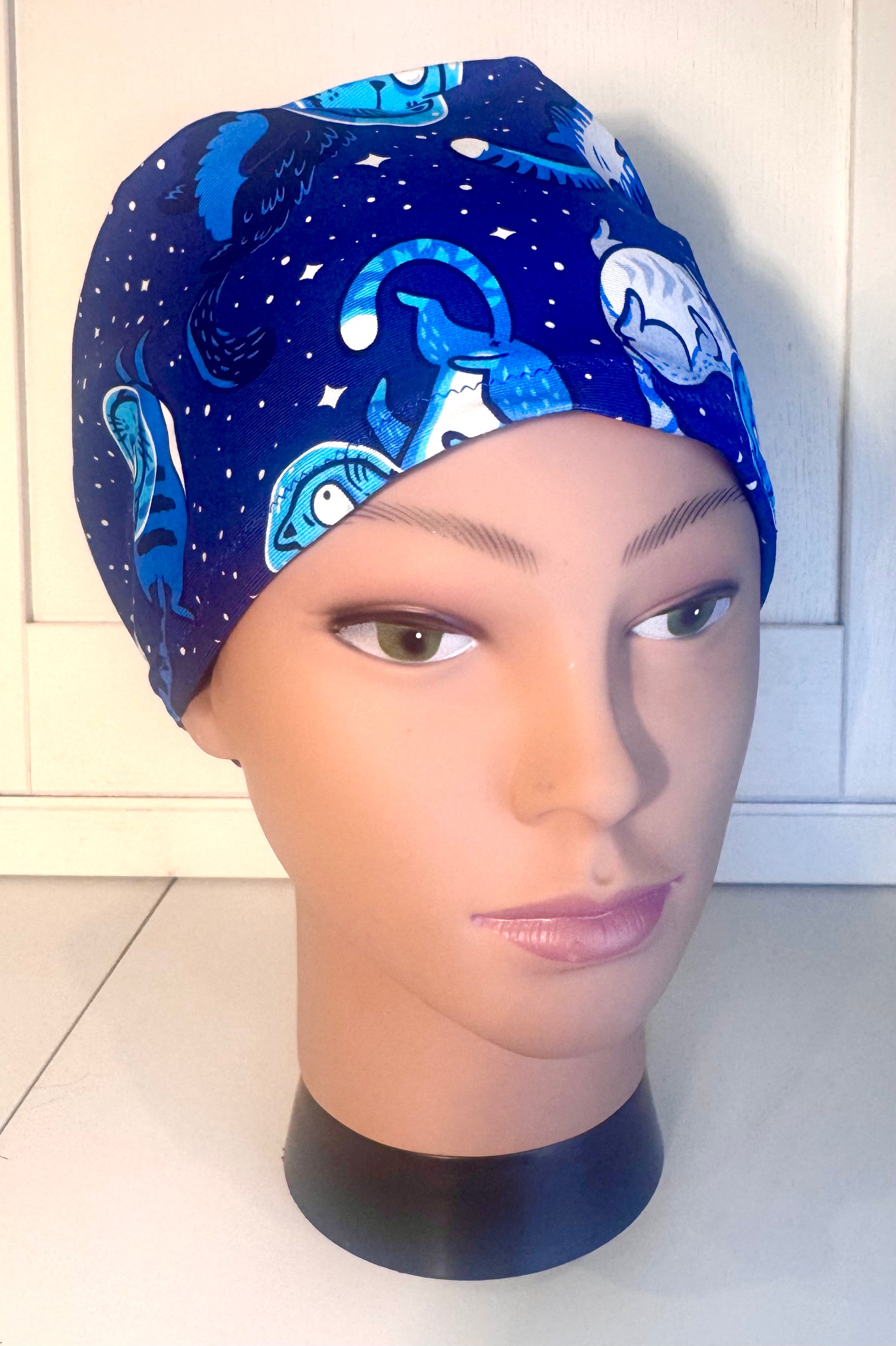Cats in Space Premium Cotton Jersey super soft theatre scrub hat/cap