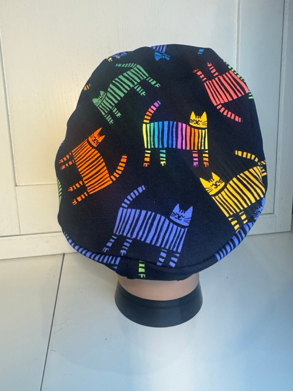 Midnight Rainbow Cats Premium Cotton Jersey super soft theatre scrub hat/cap
