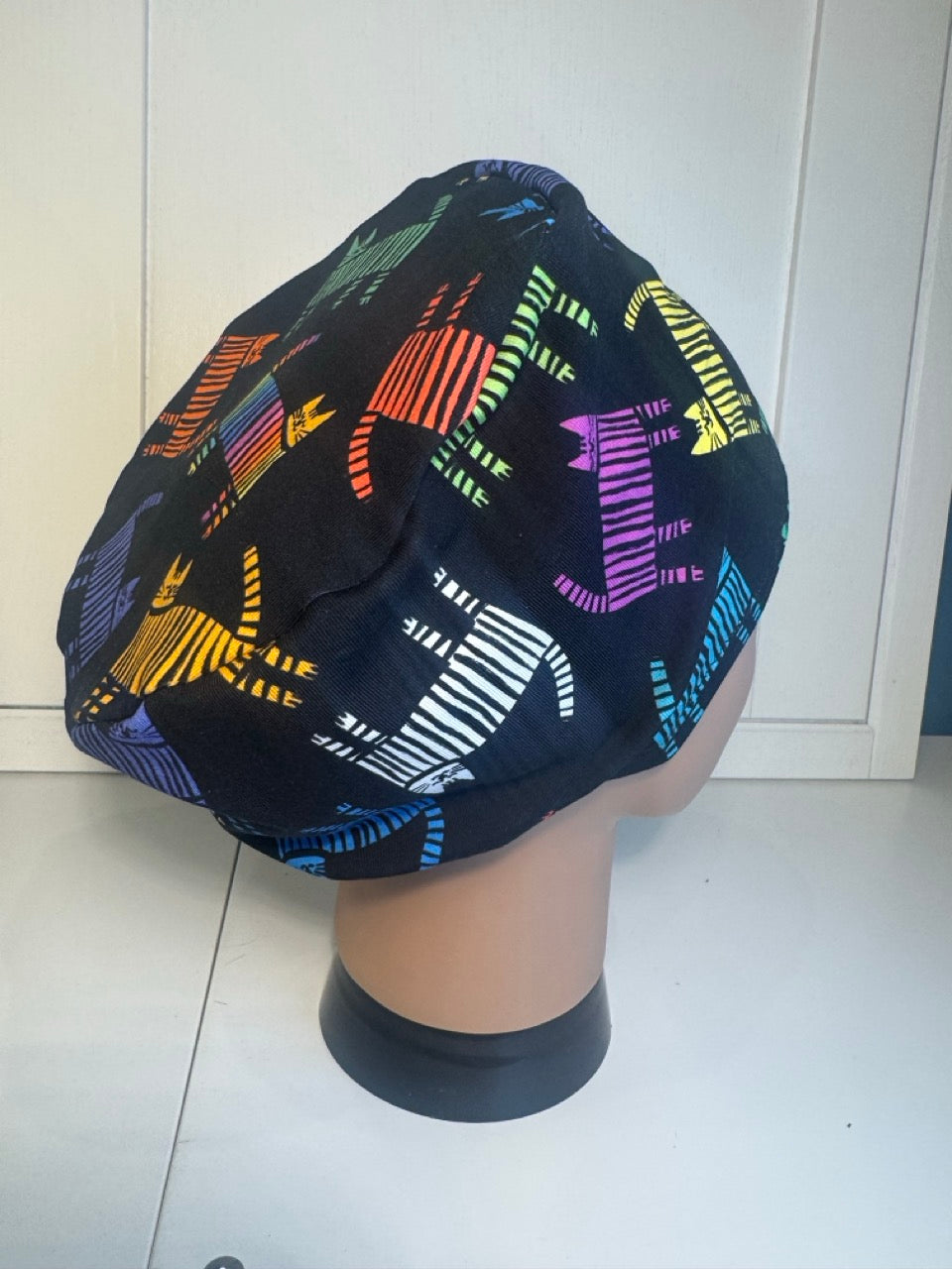 Midnight Rainbow Cats Premium Cotton Jersey super soft theatre scrub hat/cap