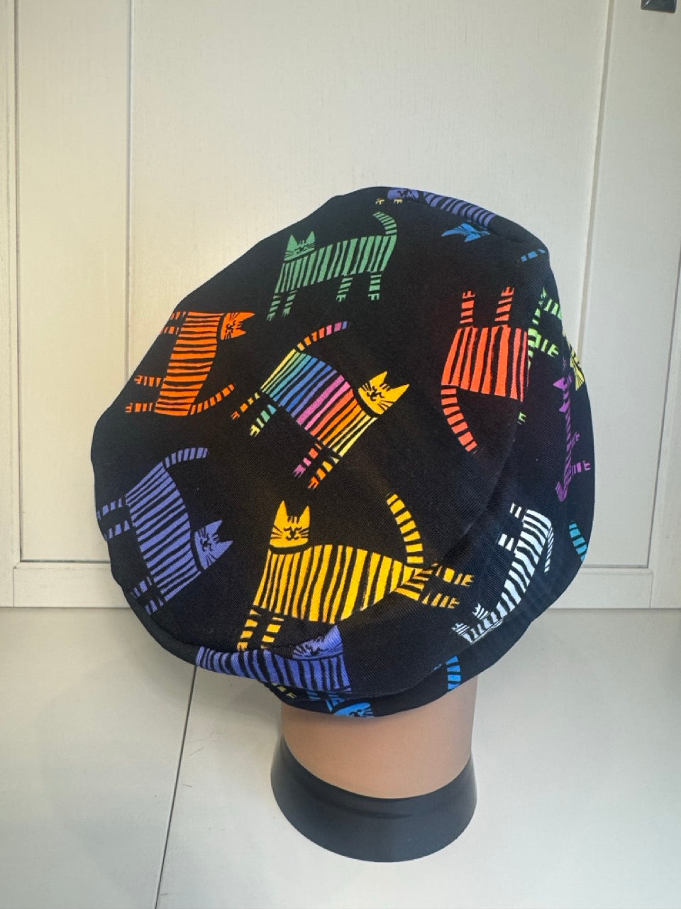 Midnight Rainbow Cats Premium Cotton Jersey super soft theatre scrub hat/cap