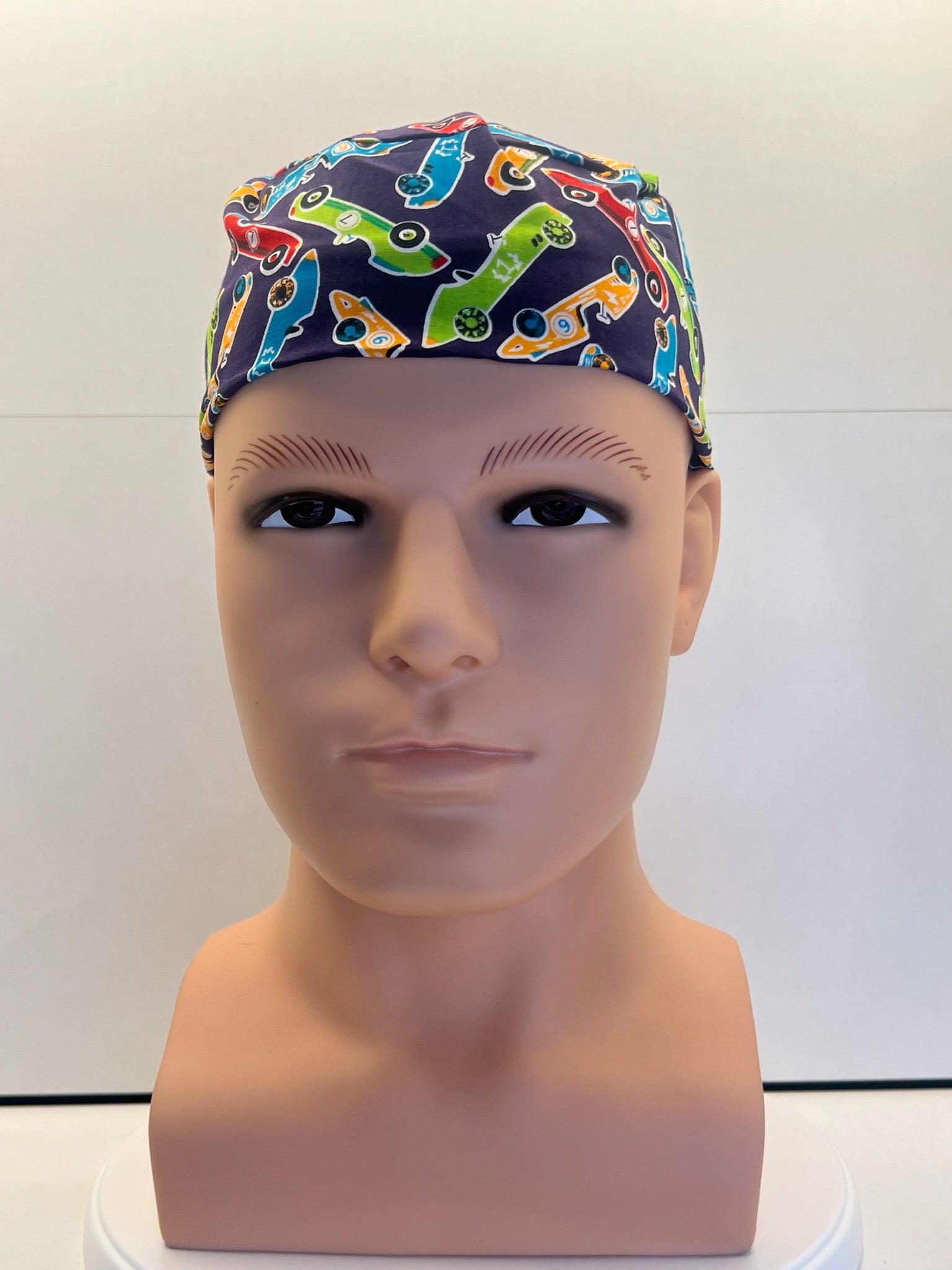 Racing Legends Cotton Fabric tie-back theatre scrub cap / hat