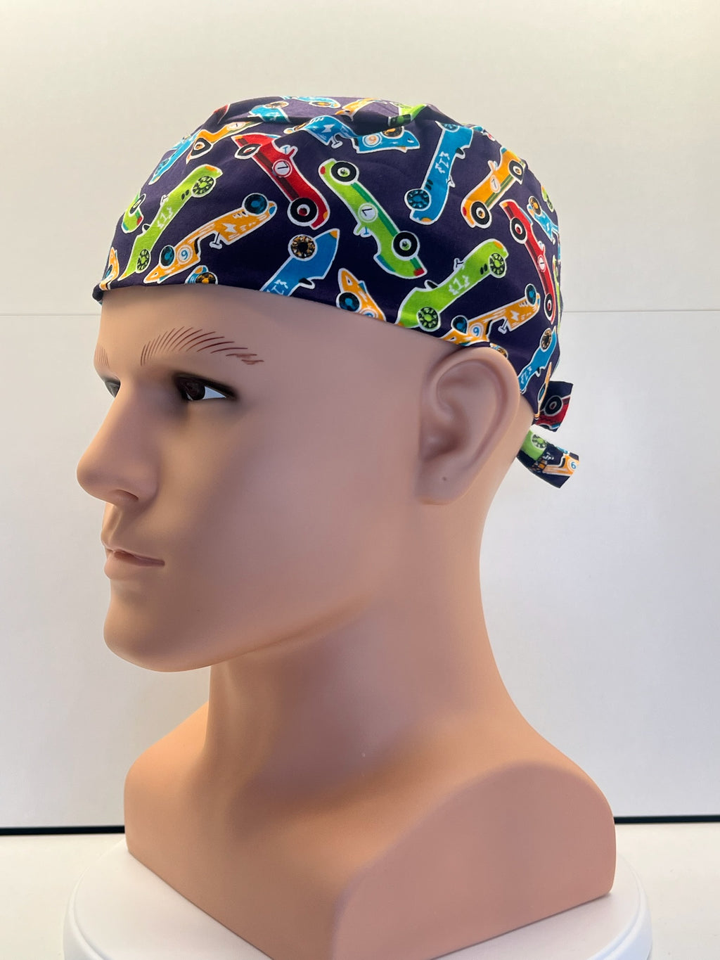 Racing Legends Cotton Fabric tie-back theatre scrub cap / hat