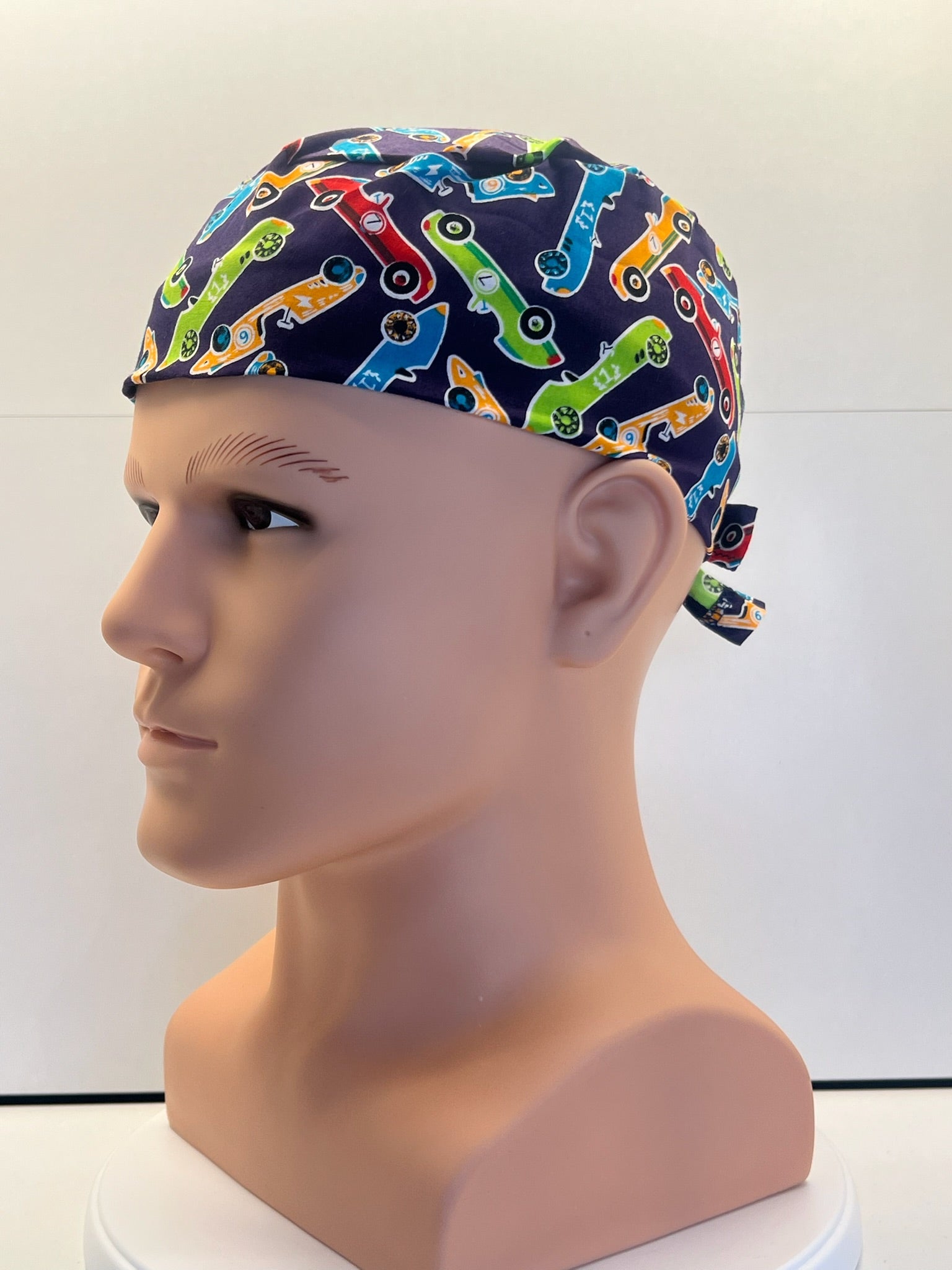 Racing Legends Cotton Fabric tie-back theatre scrub cap / hat