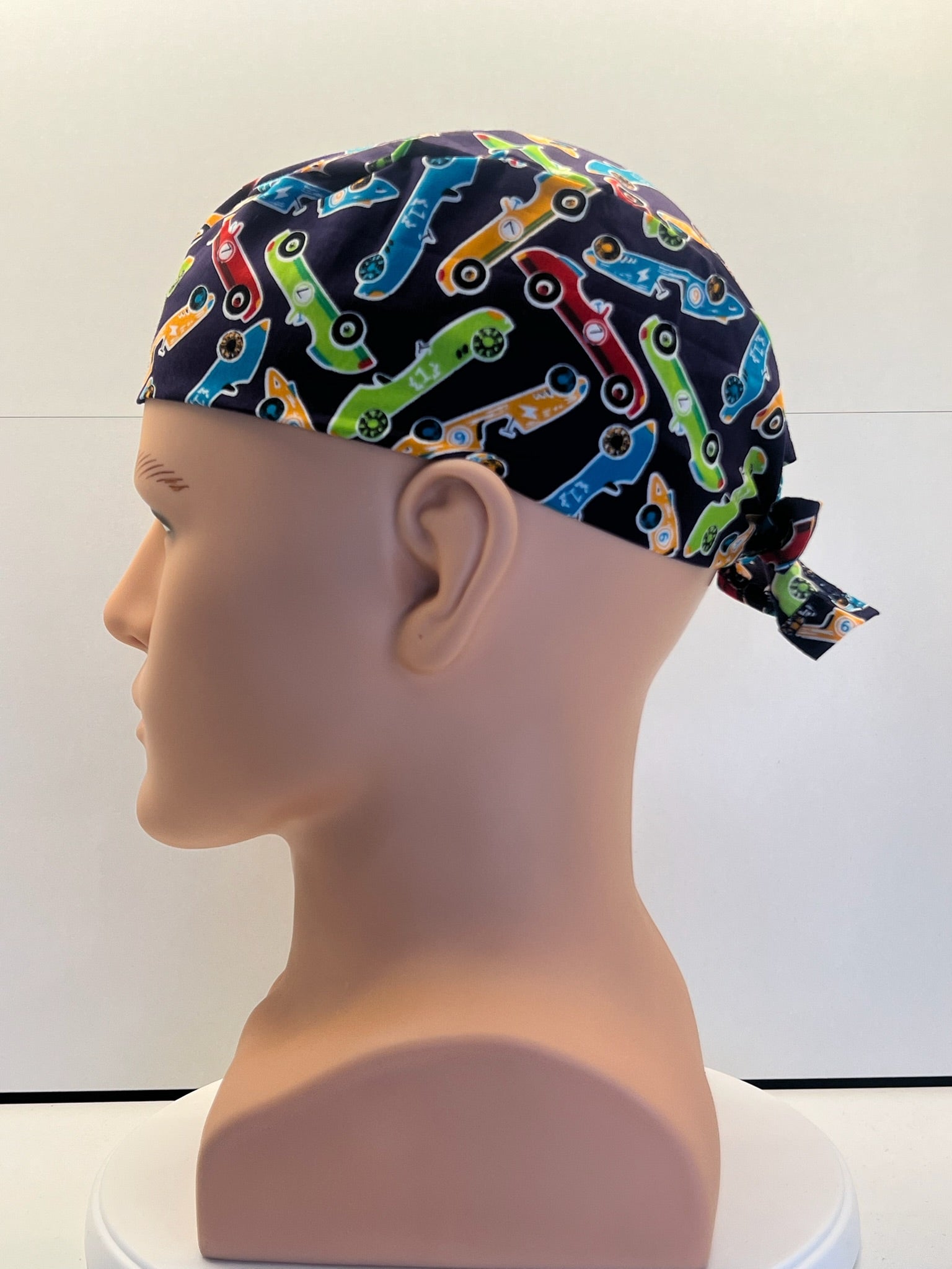 Racing Legends Cotton Fabric tie-back theatre scrub cap / hat