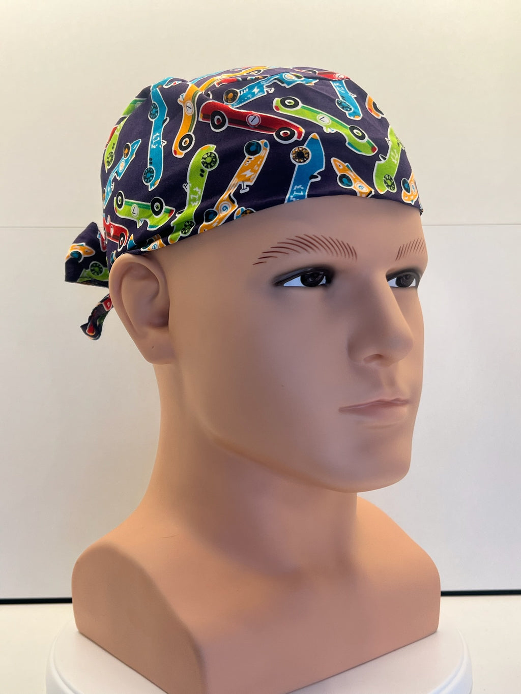 Racing Legends Cotton Fabric tie-back theatre scrub cap / hat