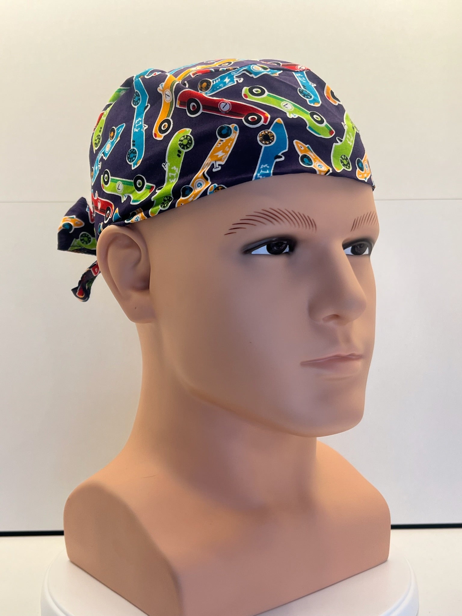 Racing Legends Cotton Fabric tie-back theatre scrub cap / hat