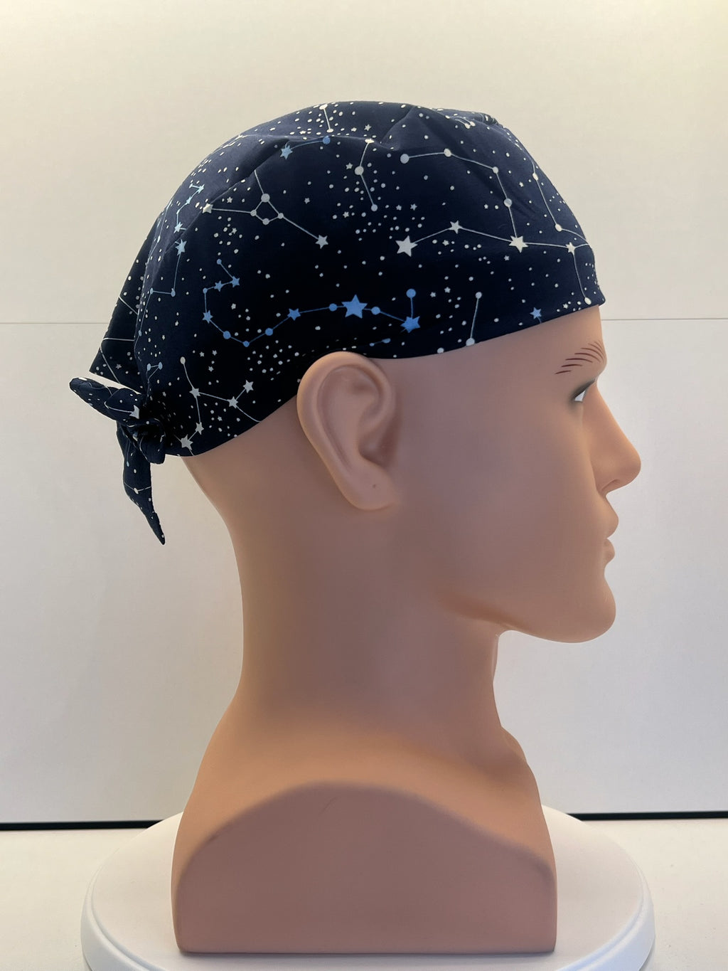 Navy Constellations Cotton Fabric tie-back theatre scrub cap / hat