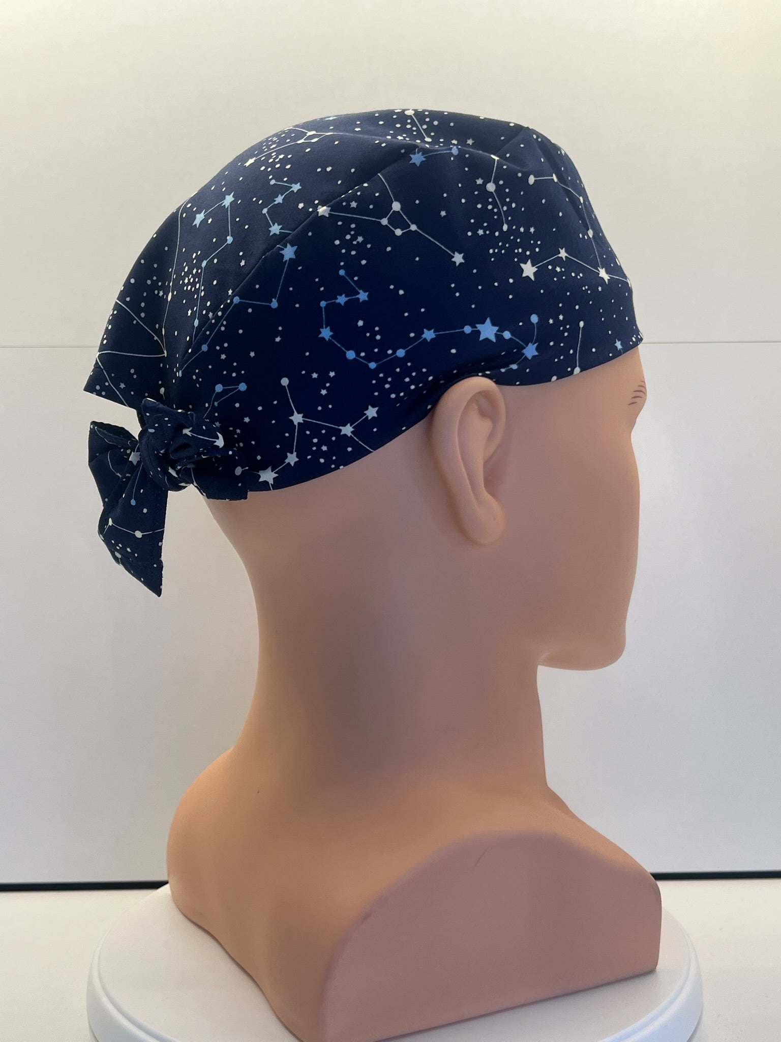 Navy Constellations Cotton Fabric tie-back theatre scrub cap / hat