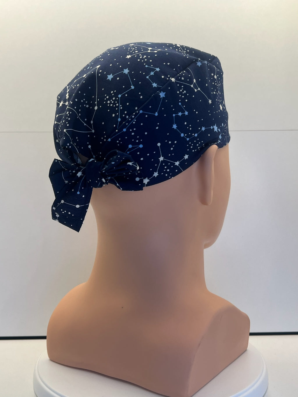 Navy Constellations Cotton Fabric tie-back theatre scrub cap / hat