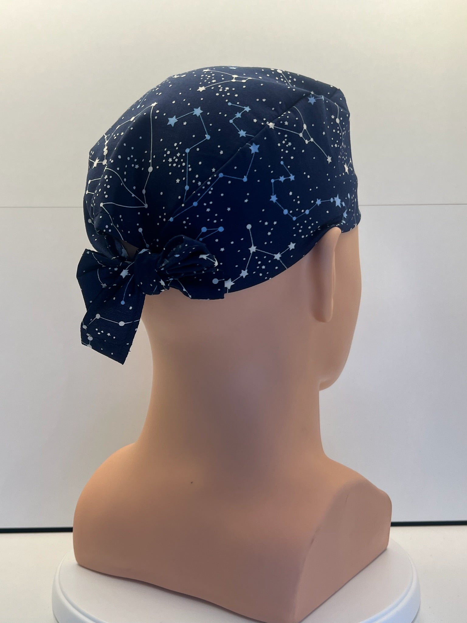 Navy Constellations Cotton Fabric tie-back theatre scrub cap / hat