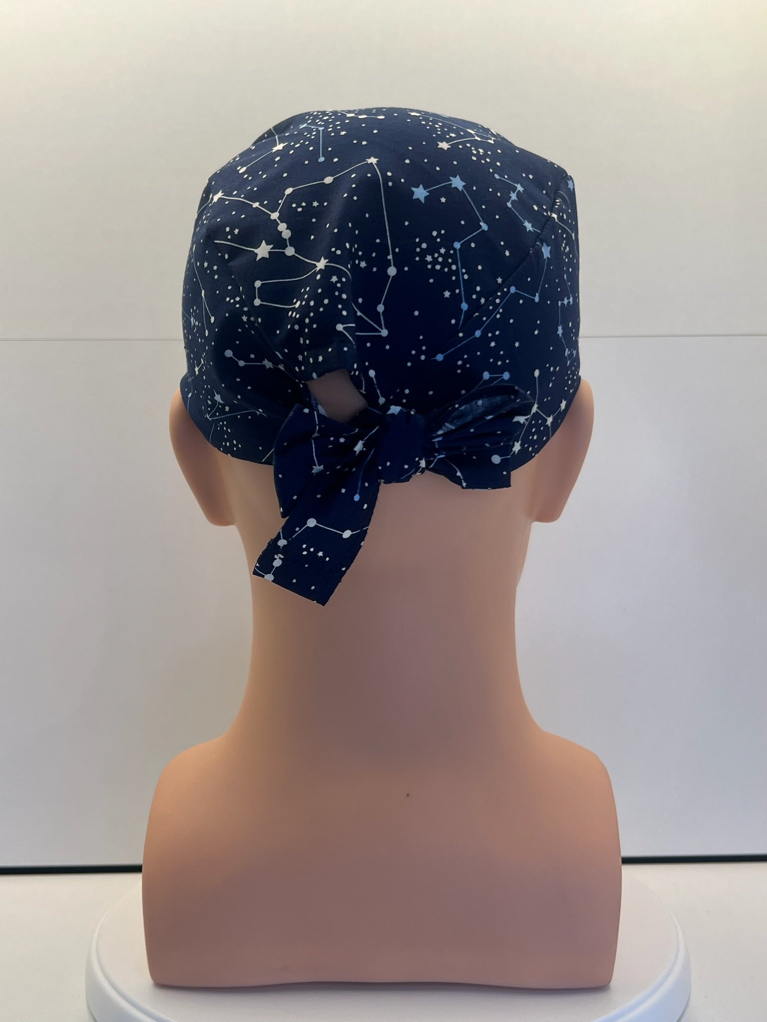 Navy Constellations Cotton Fabric tie-back theatre scrub cap / hat