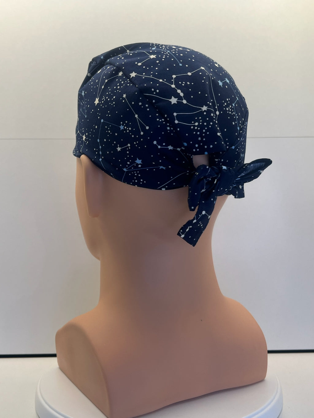 Navy Constellations Cotton Fabric tie-back theatre scrub cap / hat