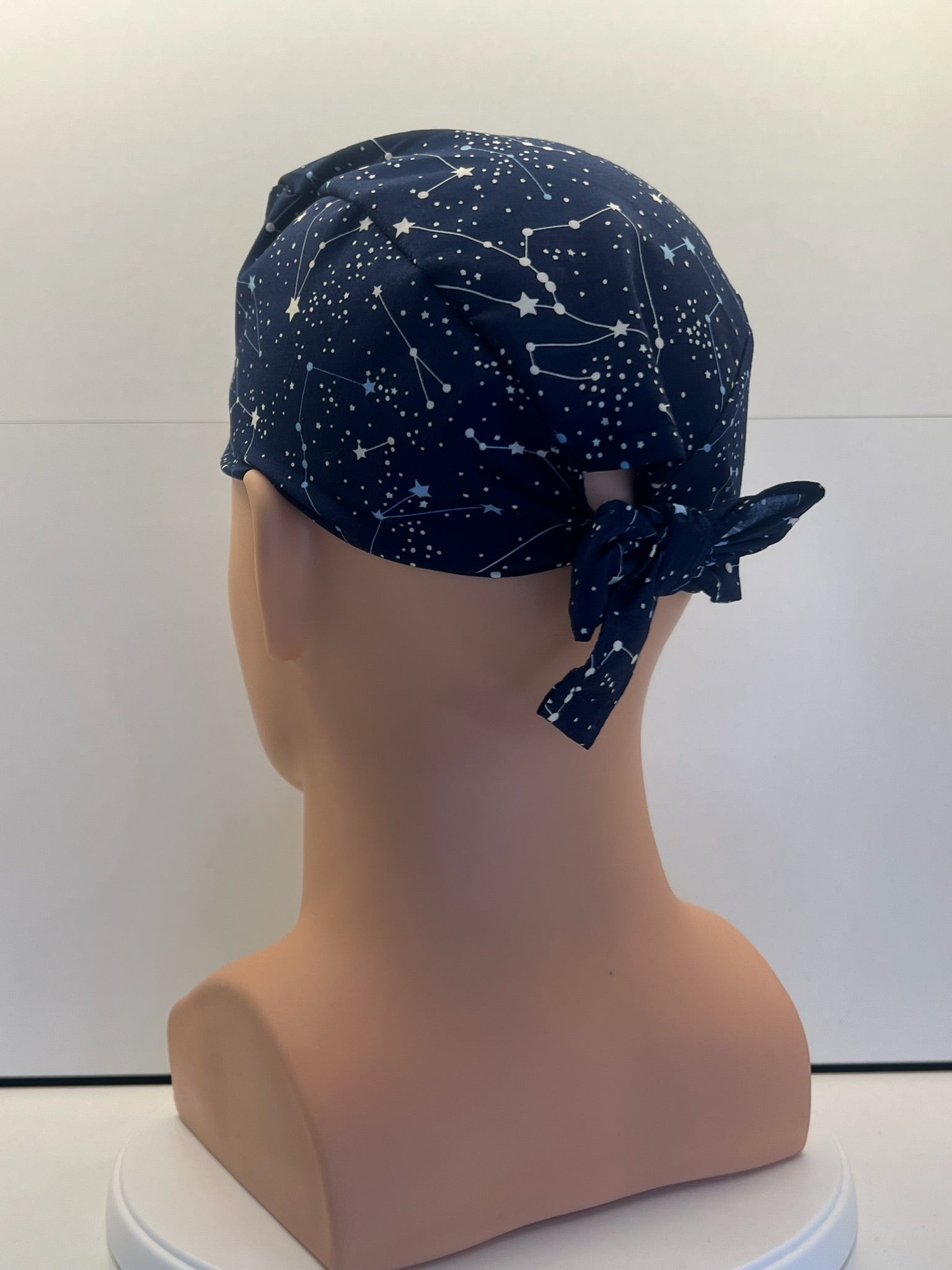 Navy Constellations Cotton Fabric tie-back theatre scrub cap / hat